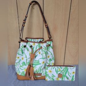 Dooney & Bourke Daffodile Drawstring Shoukder Bag with Matching Wristlet